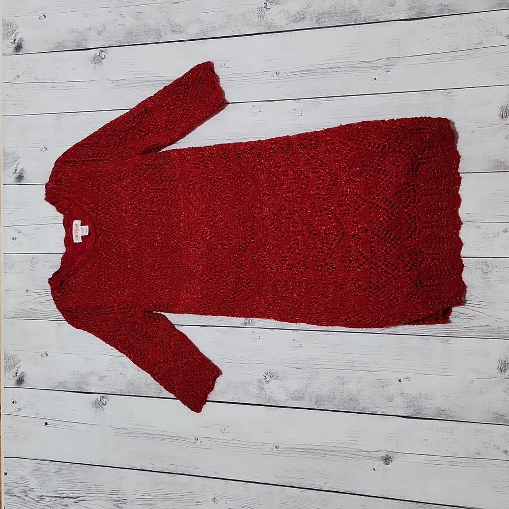Cat & Jack 6/6X Girls Red/glitter sweater dress